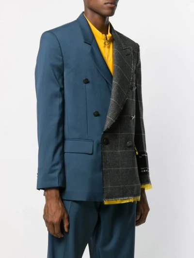 Shop Off-white Contrasting Two-tone Blazer In Blue