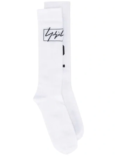 Shop Y-3 Ribbed Cuff Socks In Bianco