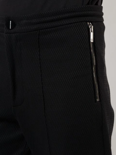 Shop Giorgio Armani Slim Textured Trousers In Black