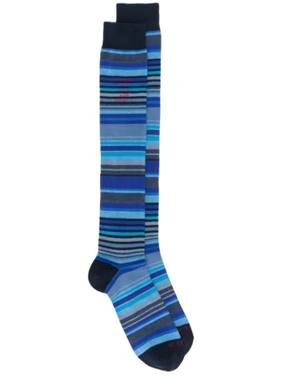 Shop Etro Striped Long Socks In 0200