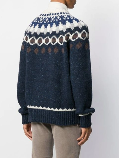 Shop Woolrich Patterned Knit Jumper In Blue