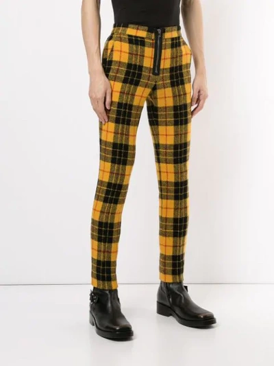 Shop Yang Li Check Pattern Skinny Trousers In Yellow