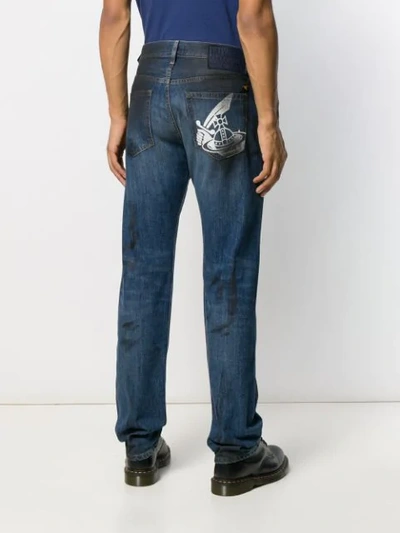 Shop Vivienne Westwood Anglomania Stain-effect Straight-leg Jeans In Blue