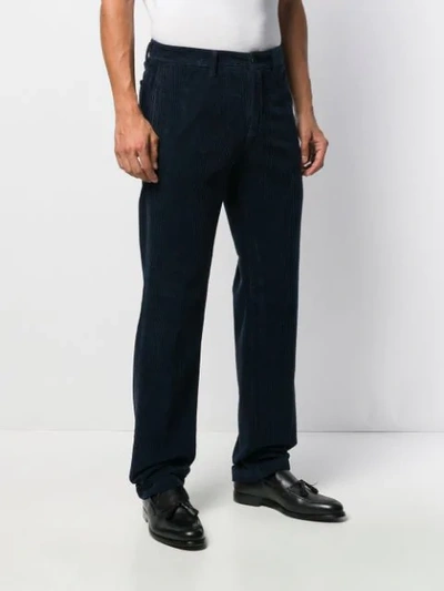 Shop Massimo Alba Corduroy Straight-leg Trousers In Blue