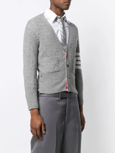 Shop Thom Browne Baby Cable Short Cashmere Cardigan In Grey