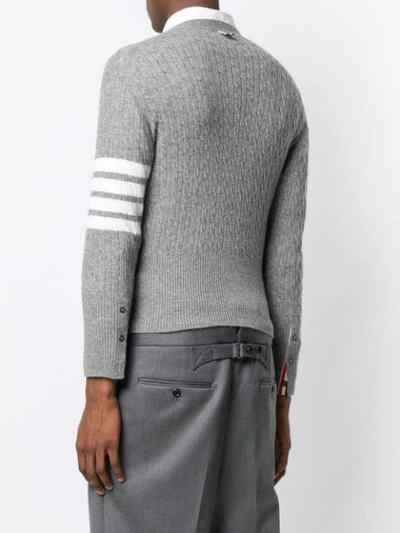 Shop Thom Browne Baby Cable Short Cashmere Cardigan In Grey