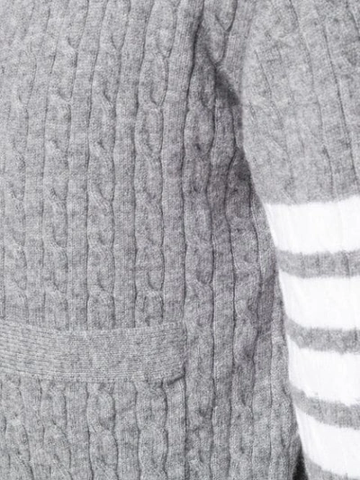 Shop Thom Browne Baby Cable Short Cashmere Cardigan In Grey
