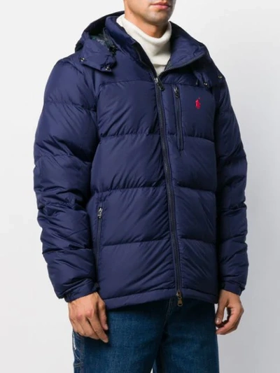Shop Polo Ralph Lauren Logo Embroidery Padded Jacket In Blue