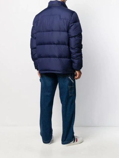Shop Polo Ralph Lauren Logo Embroidery Padded Jacket In Blue