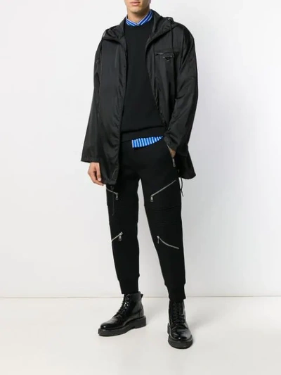 Shop Neil Barrett Cropped Zip-embellished Track Pants In Black