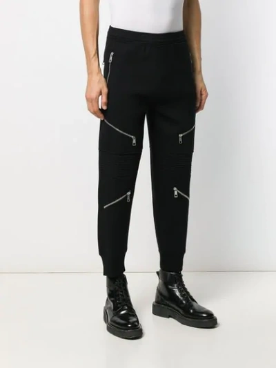 Shop Neil Barrett Cropped Zip-embellished Track Pants In Black