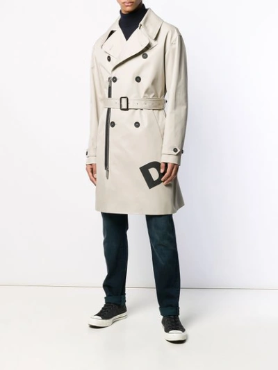 Shop Dsquared2 Belted Trench Coat In Neutrals