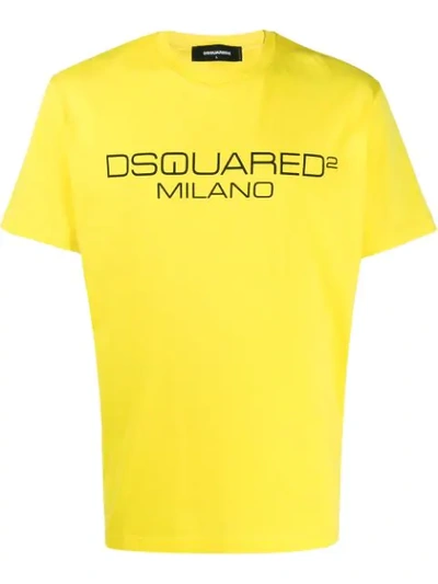 Shop Dsquared2 Print Logo T-shirt In Yellow