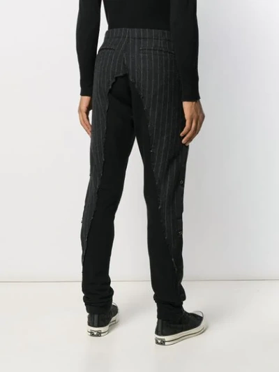 Shop Greg Lauren Contrasting Pinstripe Trousers In Charcoal