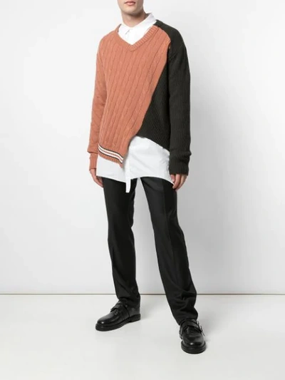 Shop Delada Knitted Asymmetric Jumper In Neutrals