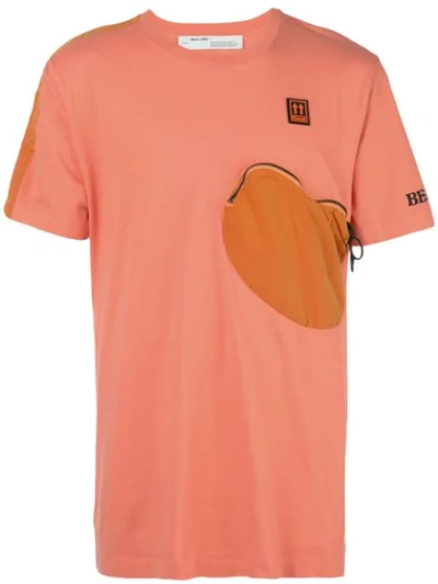 Shop Off-white Pocket Detail T-shirt In Orange