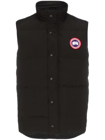 Shop Canada Goose Garson Sleeveless Feather Down Cotton Blend Vest In Black