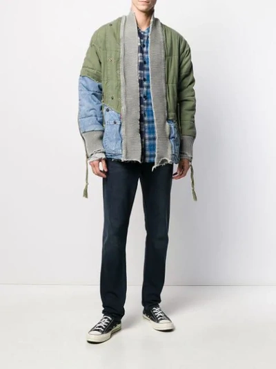 Shop Greg Lauren Army Denim Kimono Jacket In Green