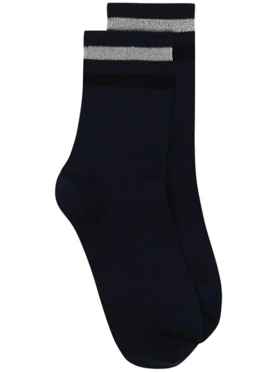 Shop Rapha Reflective Brevet Striped Socks In Blue