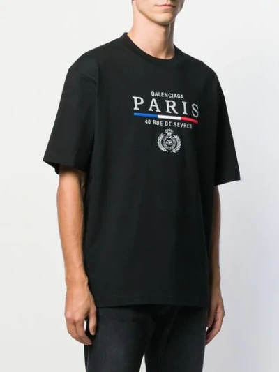 Shop Balenciaga Embroidered Logo T-shirt In Black