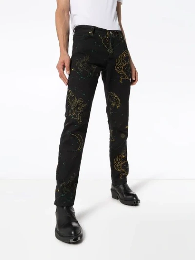 Shop Casablanca Constellation Straight Leg Jeans In Black