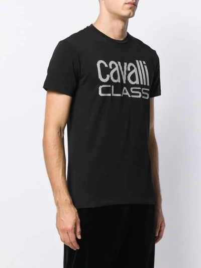 Shop Cavalli Class Embroidered Logo T-shirt In Black