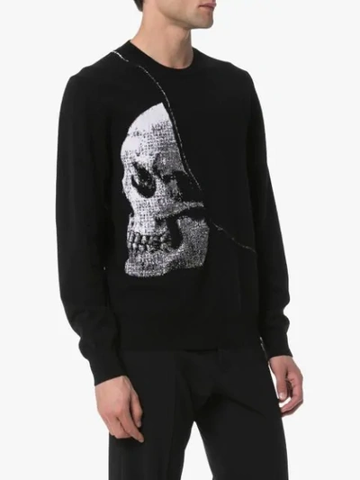 Shop Alexander Mcqueen Jacquard Skull Sweater - Black