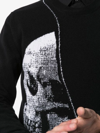 Shop Alexander Mcqueen Jacquard Skull Sweater - Black