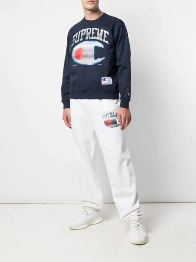 Supreme X Champion Chrome Crew Neck In Blue | ModeSens