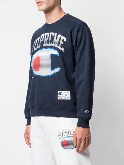 Supreme X Champion Chrome Crew Neck In Blue | ModeSens