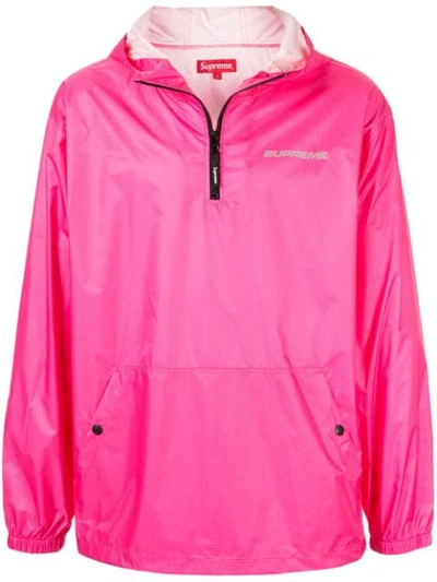 Packable Ripstop Pullover Windbreaker In Pink