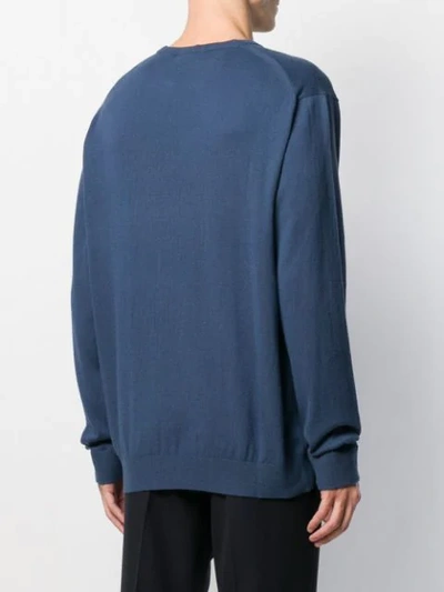 Shop Armani Exchange Logo Embroidered Sweatshirt In Blue