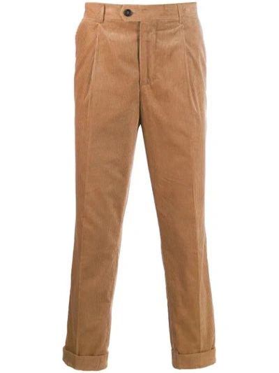 Shop Brunello Cucinelli Corduroy-style Trousers In Neutrals