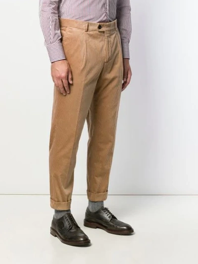 Shop Brunello Cucinelli Corduroy-style Trousers In Neutrals