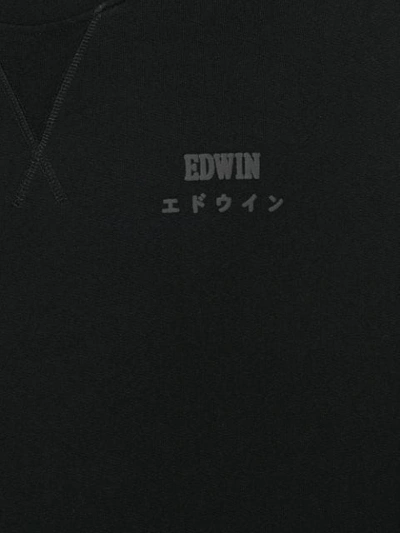 Shop Edwin Printed Logo Sweater In Black