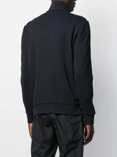 Shop Moncler Long Zip Front Sweater In Blue