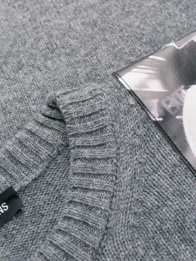 Shop Raf Simons Shoulder-patch Knitted Sweatshirt In Grey