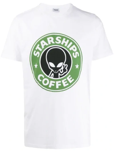 Shop Sss World Corp Starships Coffee Print T-shirt In White