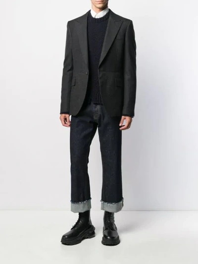 Shop Alexander Mcqueen Hybrid Check Tweed Blazer In Grey