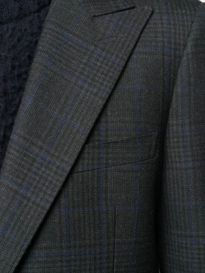 Shop Alexander Mcqueen Hybrid Check Tweed Blazer In Grey