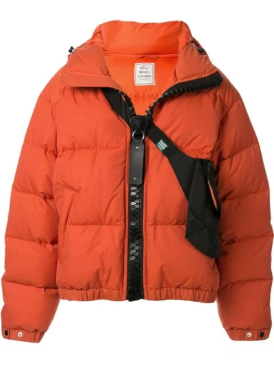 Shop Miharayasuhiro Crossbody Bag Puffer Jacket In Orange