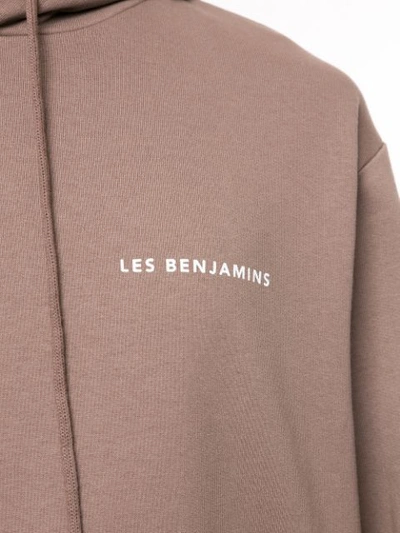 Shop Les Benjamins Printed Hoodie In Brown