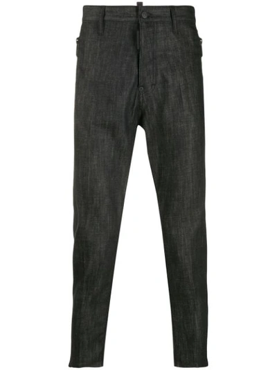 Shop Dsquared2 Zipped Pockets Tapered Jeans In Black