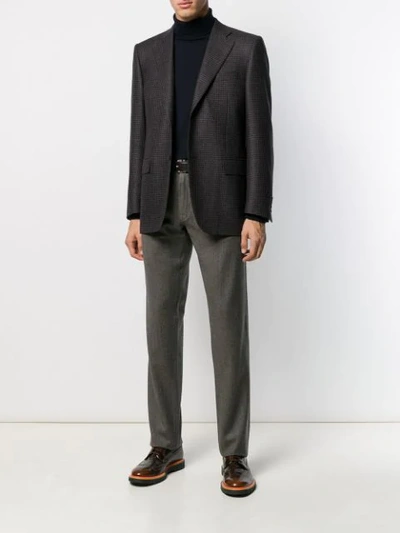 Shop Canali Slim Fit Trousers In Brown