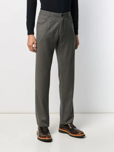 Shop Canali Slim Fit Trousers In Brown