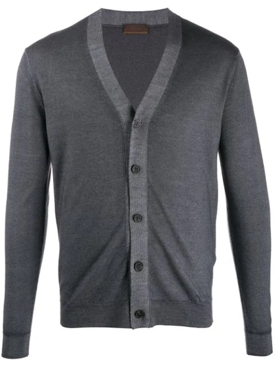 Shop Altea Knitted Slim Fit Cardigan In Grey