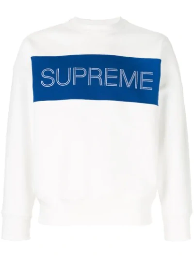 Supreme Zig Zag Stitch Panel Crew Neck Sweatshirt In White | ModeSens