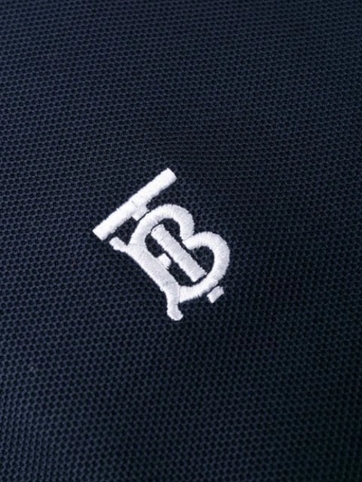 Shop Burberry Embroidered Logo Polo Shirt In A1222 Navy