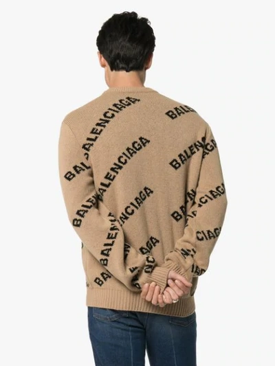 Shop Balenciaga Logo Jumper - Neutrals