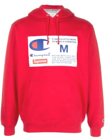Shop Supreme Label Hooded Sweatshirt In Red